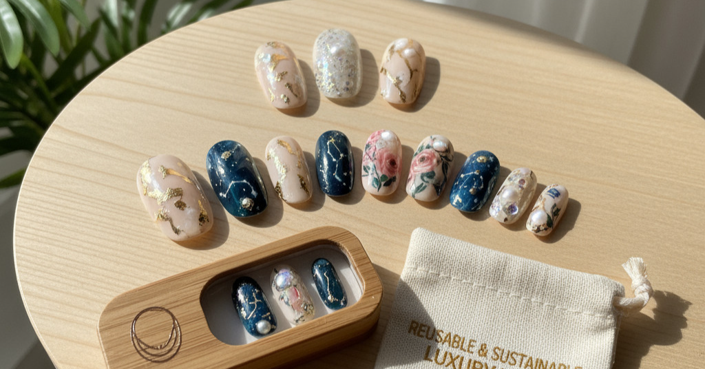 Beautiful hands wearing STICKLS press-on nails